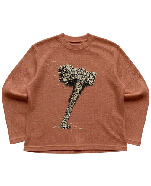 Brown waffle knit oversized full-sleeve Front Design