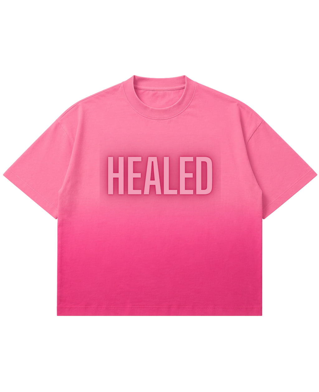 Pink Sunfade Ombré Wash Boxy Fit T-shirt Front Design