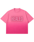 Pink Sunfade Ombré Wash Boxy Fit T-shirt Front Design
