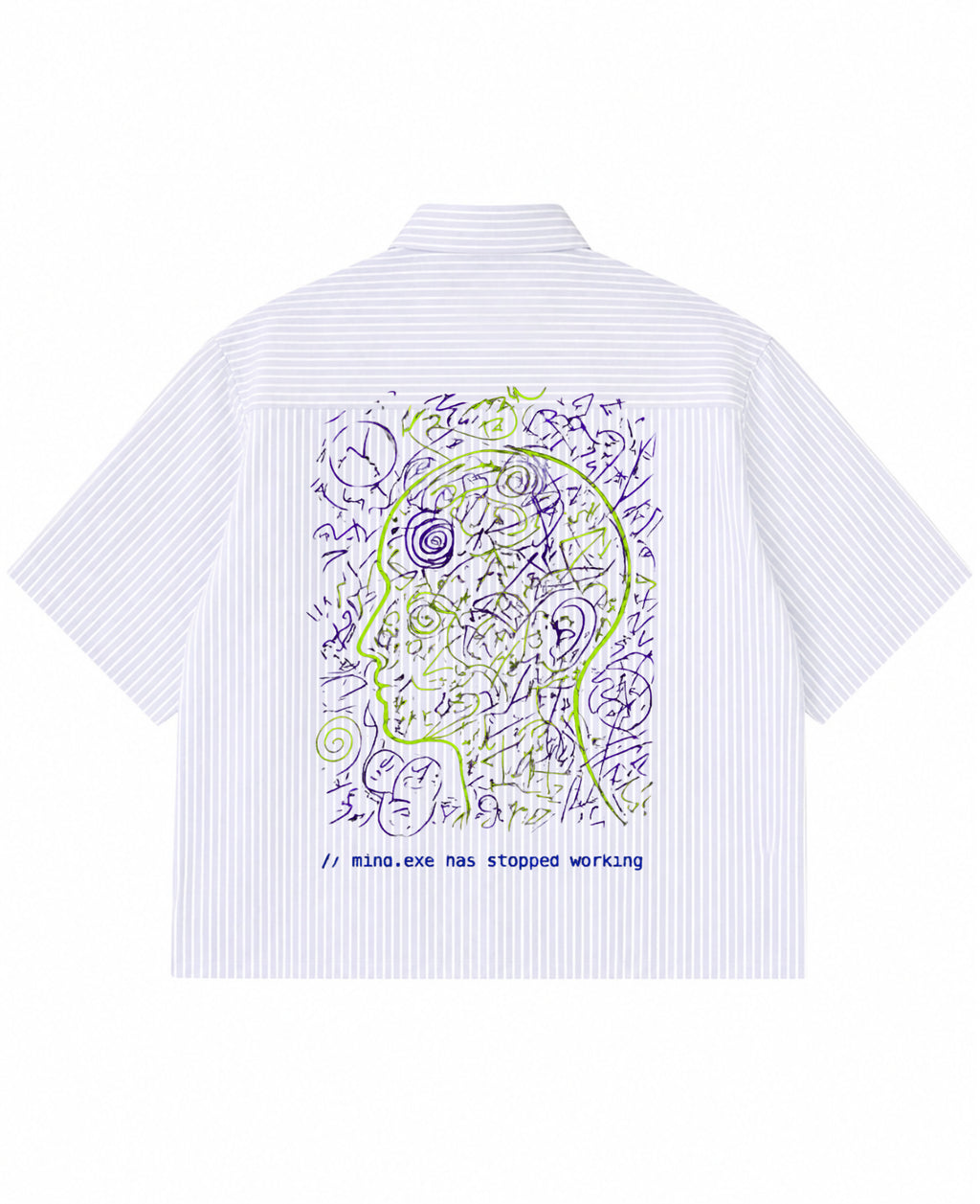 Blue Striped Oxford Boxy Shirt Back Design