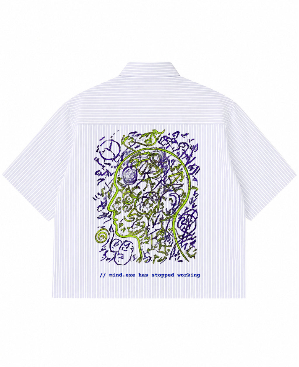 Blue Striped Oxford Boxy Shirt Back Design