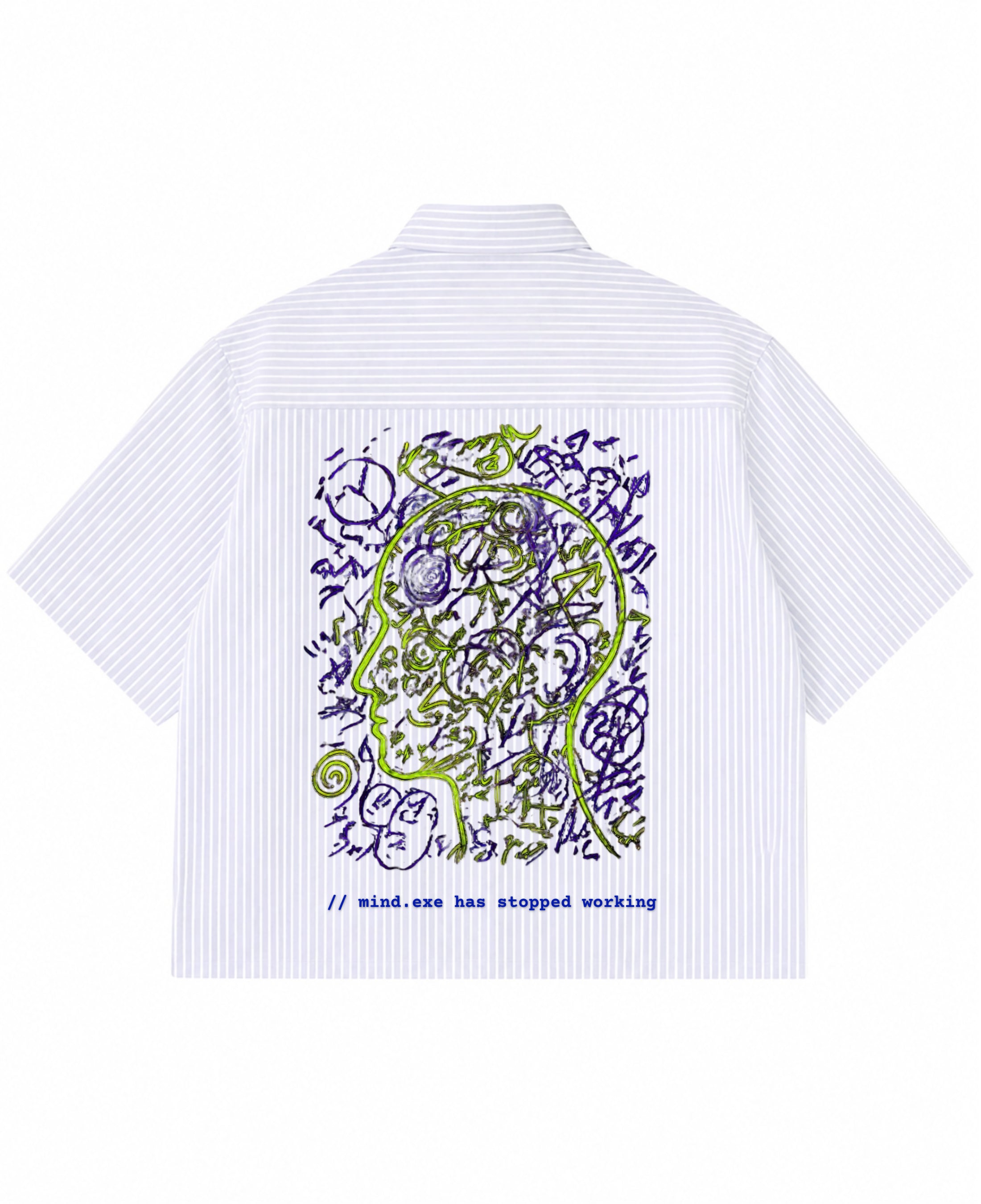 Blue Striped Oxford Boxy Shirt Back Design